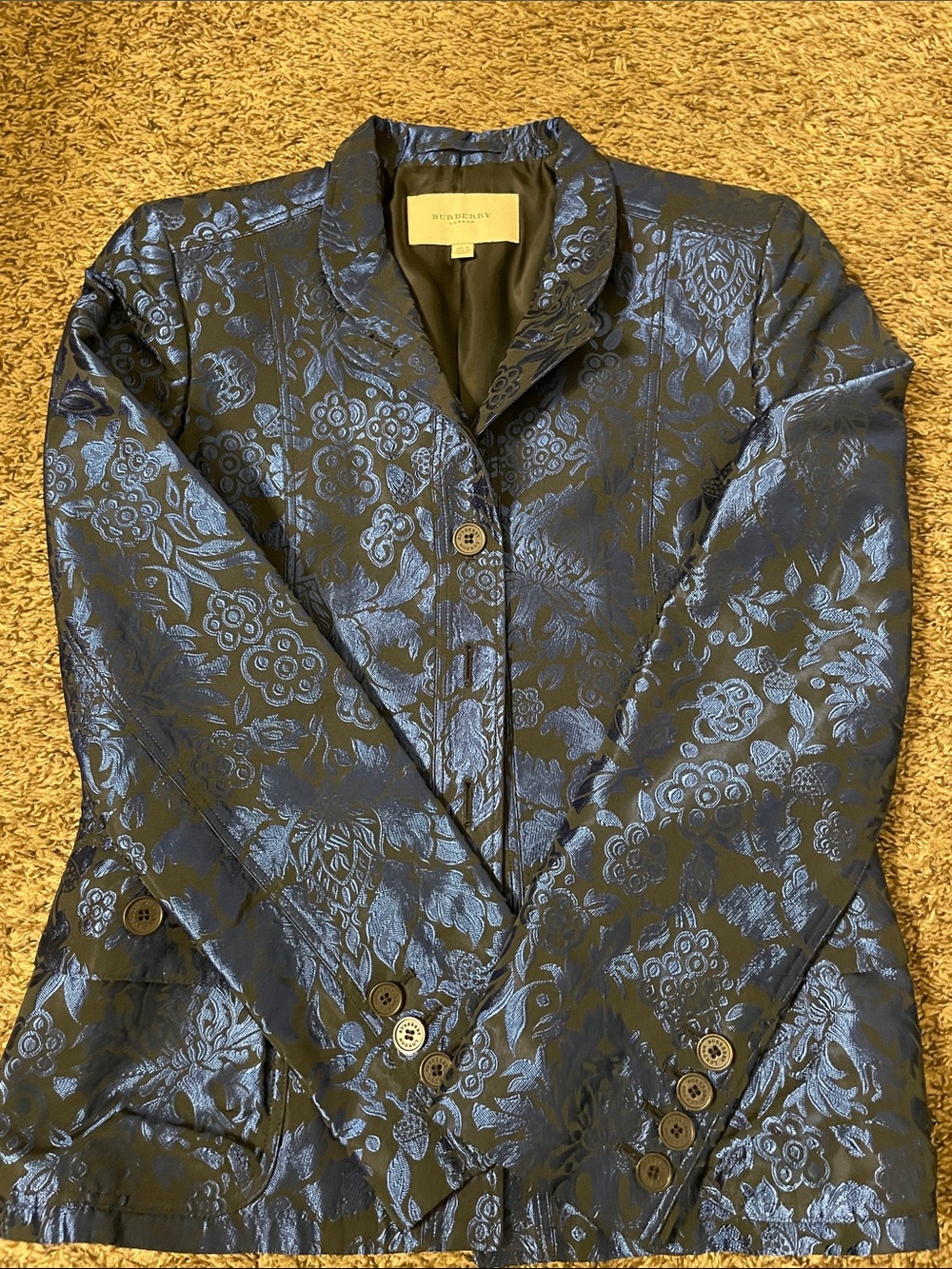Burberry Blue Floral Jacquard Blazer